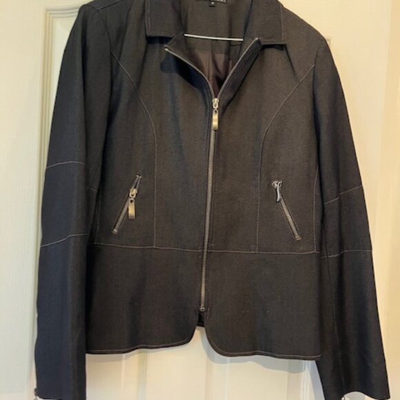Ladies Charcoal Denim Look Jacket - Picture 2 of 5